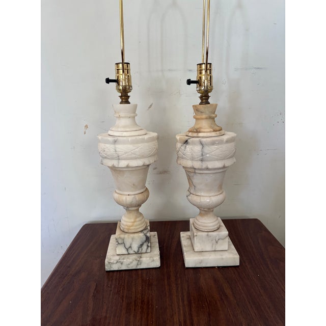 Vintage Marble Table Lamps a Pair For Sale - Image 6 of 12