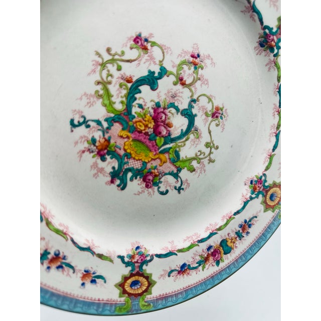 1920s 1920s Victorian Colorful Staffordshire Decorative Plates - a Pair For Sale - Image 5 of 8