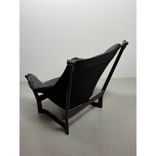 Rare Norwegian sling lounge chairs model “Trega”, designed by Tormod Alnæs and manufactured by Sørlie Møbler circa...