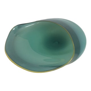 Large Biomorphic Opalescent Art Glass Sculpture Console Bowl, Chihuly Style For Sale
