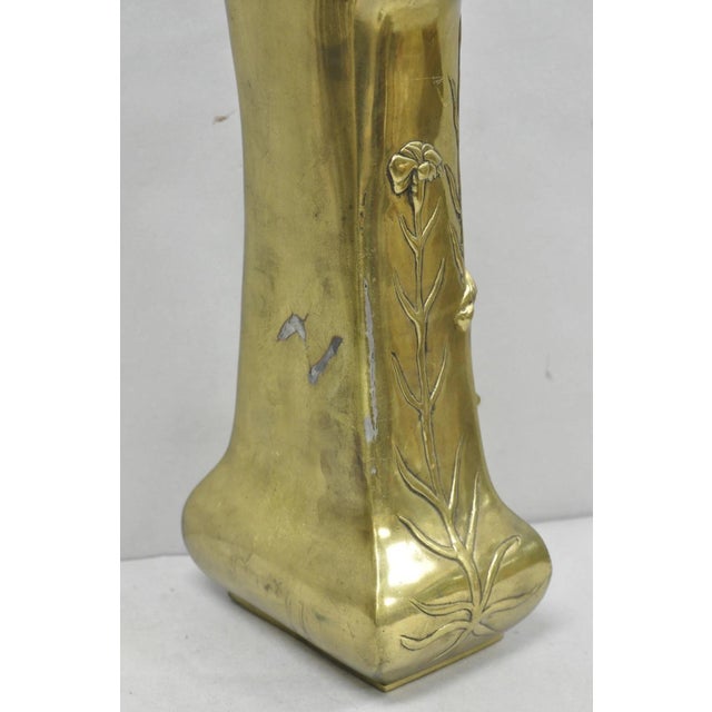Antique Art Nouveau Chinese Gilt Bronze Nude Female Sculpture Statue 16" Vase For Sale - Image 11 of 17