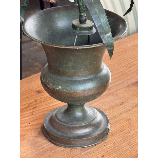 Mid 20th Century Pair of Tole Flower-Filled Urns For Sale - Image 5 of 6