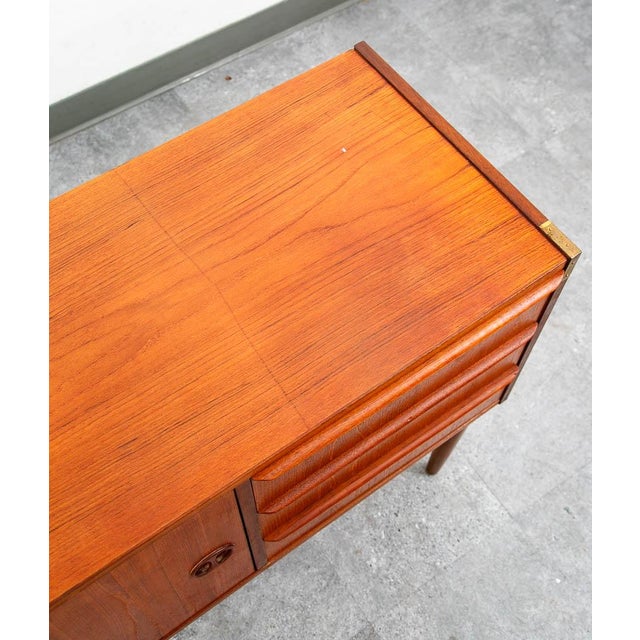 Mid Century Danish Modern End Table Side Entryway Teak 3 Drawers Wood Cabinet For Sale - Image 12 of 12