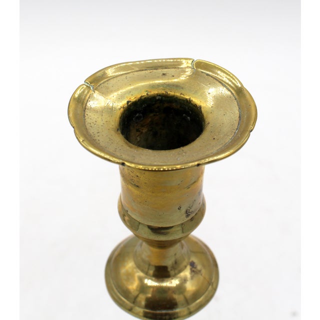 English Circa 1740-60 English George II Period Brass Candlestick For Sale - Image 3 of 4