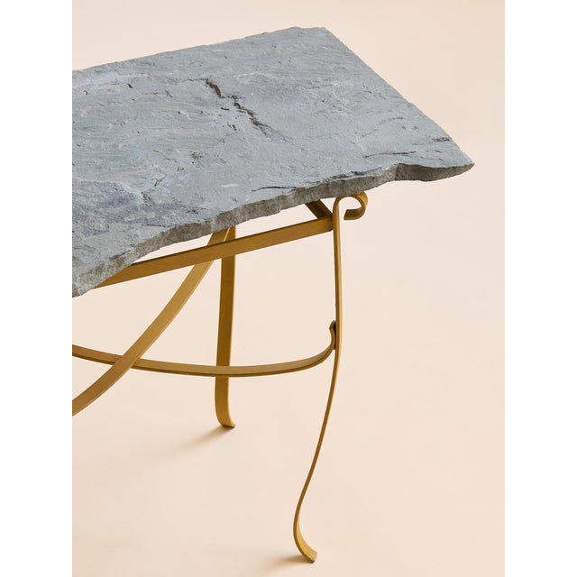 The Vintage Iron Scroll & Slate Console Table For Sale In Chicago - Image 6 of 9