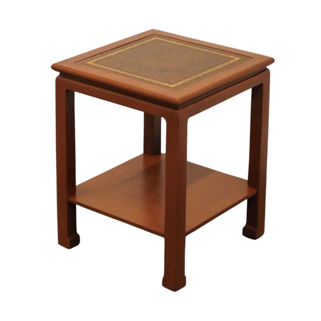 BERKEY & GAY Solid Mahogany Traditional Style 15" Square Accent End Table w. Tooled Leather Top 6015 19" High 15" Wide 15"...