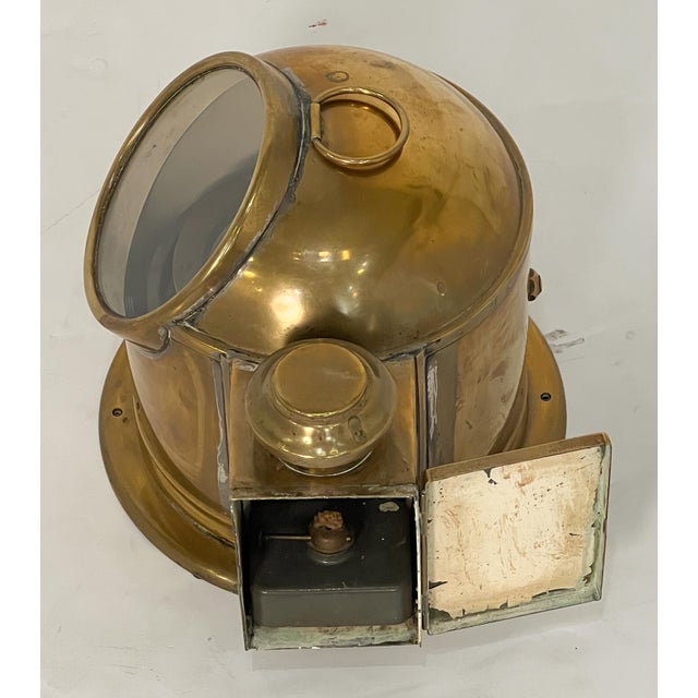 English Ship's Binnacle Compass of Brass With Side Burner Light For Sale - Image 4 of 9