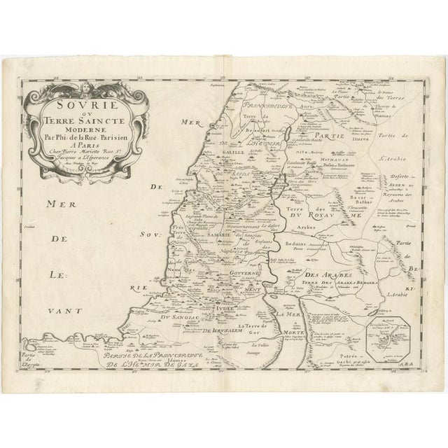 Antique Map of Holy Land from Rue De La Rue Paris, 1700 For Sale - Image 5 of 11
