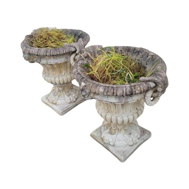 1950s Stone Planter Vases with Decorative Faces, 1950s For Sale - Image 5 of 13