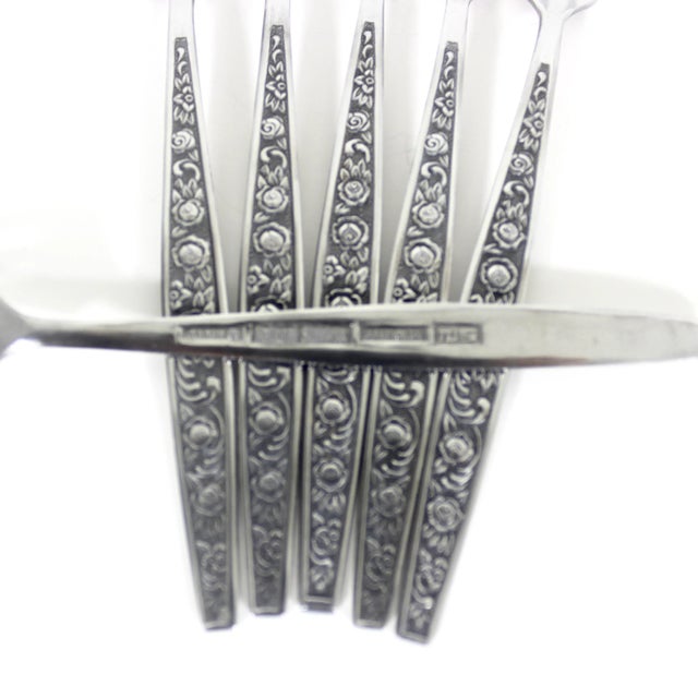 Vintage Stainless Cocktail Forks- Set of 6 Antigua Pattern For Sale - Image 4 of 7