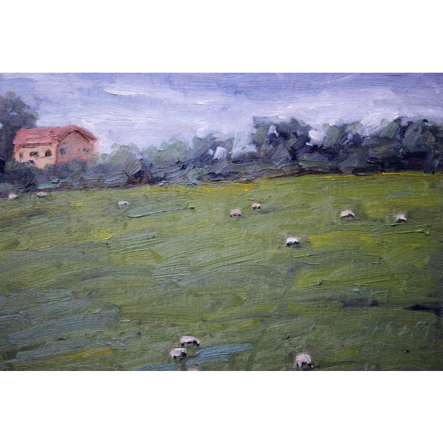 "Grazing Sheep on a Hillside" Contemporary Landscape Oil Painting For Sale - Image 10 of 13