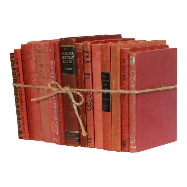 Decorative Books - Petite Vintage Brick Book Bundle - 1 Foot of Red Books For Sale