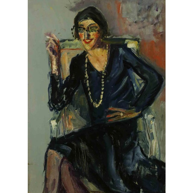 Antonio Feltrinelli, Woman with Veil, Original Painting, 1929 For Sale - Image 4 of 4