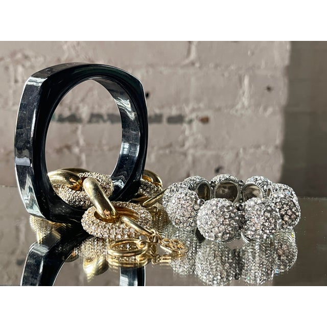 Ciner 1990s Vintage Art Deco Revival Hollywood Regency Stretch Rhinestone Bracelet For Sale - Image 4 of 8