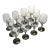 Set of 12 Williams-Sonoma 3” Diameter Pewter Stem Hand-Blown Crystal Wine Glasses For Sale