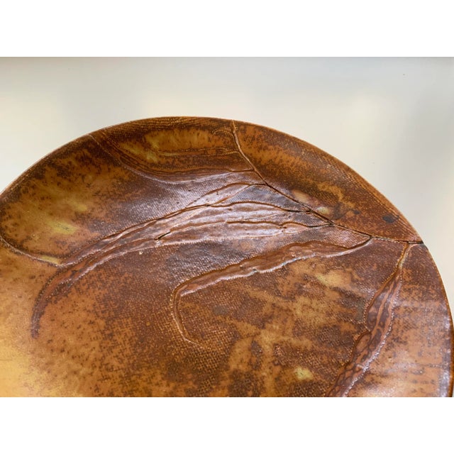 Ceramic Studio Pottery Plate With Eucalpytus Leaf Embossing For Sale - Image 7 of 12
