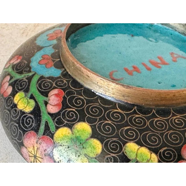 Ceramic Chinese Cloissoné Circular Vide Poche, 1890s For Sale - Image 7 of 11
