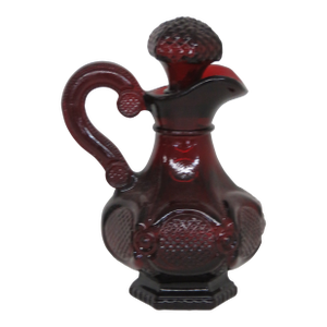 Late 20th Century Avon Cape Cod Collection Ruby Red Glass Cruet Oil and Vinegar 4541b