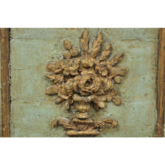 18th Century 18th C French Louis XV Baroque Style Green Distress Painted Trumeau Wall Mirror For Sale - Image 5 of 18