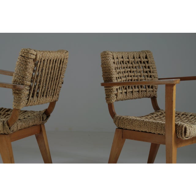 Wood Set of Bridge Armchairs attributed to Audoux Et Minet, France, 1950s For Sale - Image 7 of 17