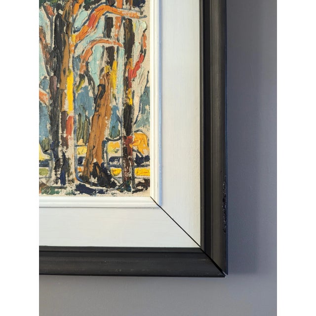 Mid-Century Modern 'Woodland Colour' Vintage Mini Original Landscape Oil Painting, Framed For Sale - Image 9 of 12