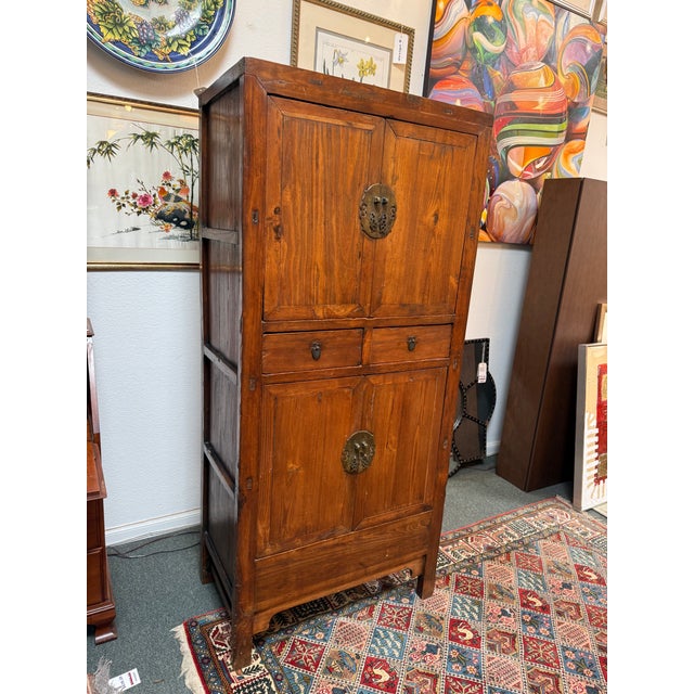 Chinese Elm Two-Tier Cabinet, Vintage For Sale - Image 14 of 14