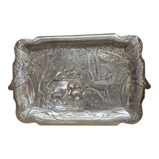Forest Deer Pewter Serving Tray, Vintage Arthur Court For Sale