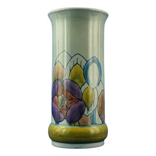 Large Futurist Ceramic Vase with Airbrushed Still Life Decoration by Dante Baldelli, Italy, 1920s For Sale