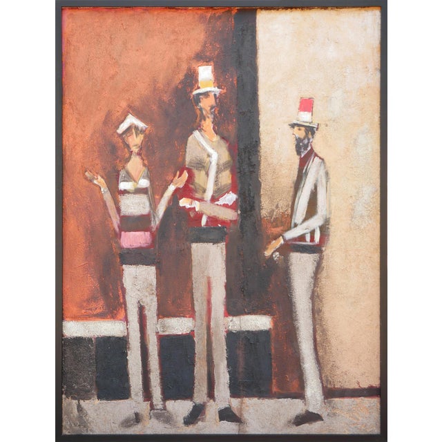 Abstract David Adickes "Three Men with Hats in an Alley" Modern Abstract Figurative Portrait Painting, 20th Century For Sale - Image 3 of 8
