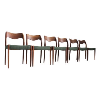 Vintage Danish Model 71 Dining Room Chairs by Niels Moller for J.L. Møllers, 1950s, Set of 6 For Sale