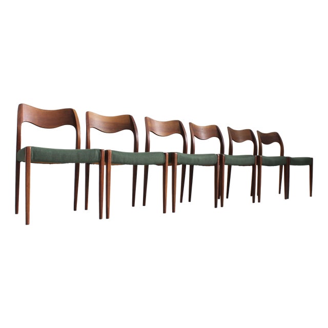 Vintage Danish Model 71 Dining Room Chairs by Niels Moller for J.L. Møllers, 1950s, Set of 6 For Sale