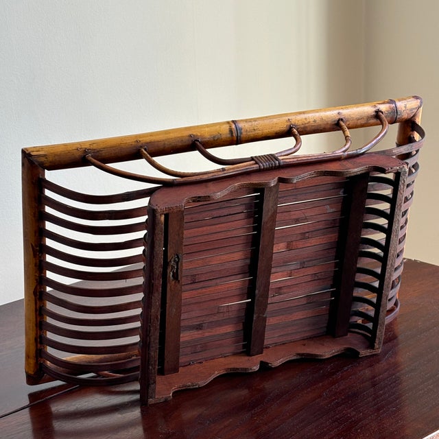 Mid 20th Century Vintage Bamboo Decorative Tray For Sale - Image 5 of 11