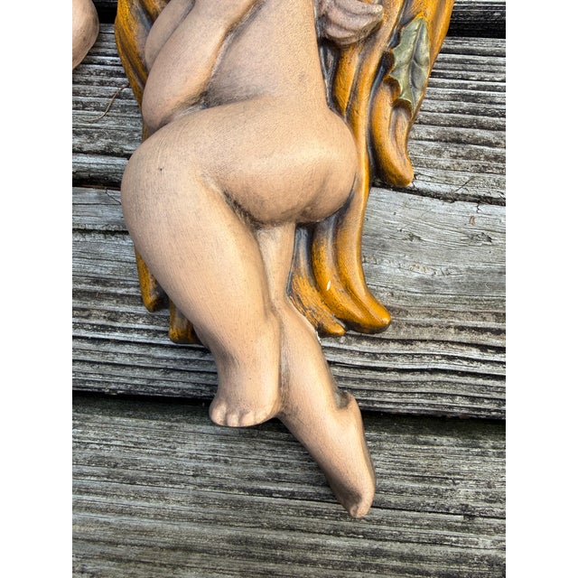 Mid 19th Century Chalkware Nude Cherub Sculptural Wall Hangings For Sale - Image 5 of 12