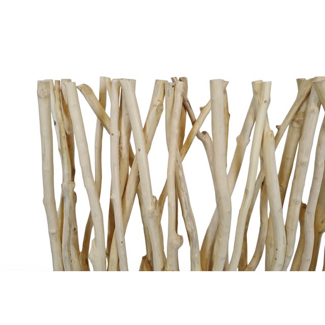 Contemporary Vintage Raw Wood Organic Modern Stick Screen For Sale - Image 3 of 5