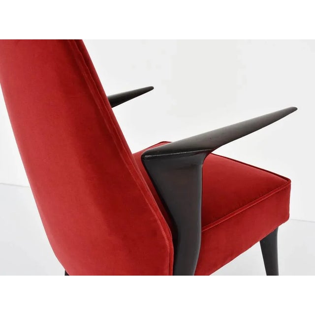 Textile Set of Armchairs with Sculpted Armrest by Vittorio Dassi for Dassi Mobili Moderni, Italy, 1950 For Sale - Image 7 of 10