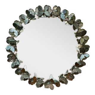 Murano Glass Butterfly Mirror in Fontana Green For Sale