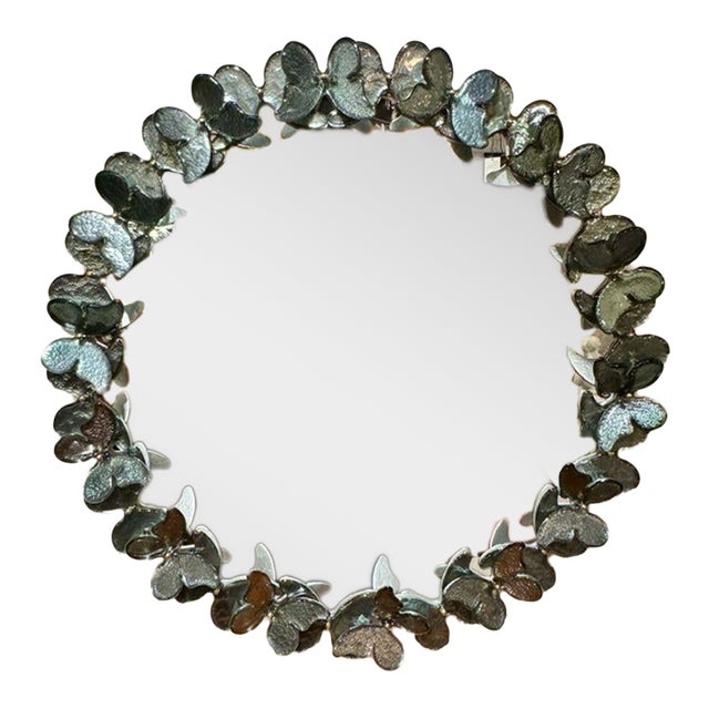 Murano Glass Butterfly Mirror in Fontana Green For Sale