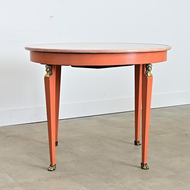 Wood Mid 20th Century French Empire Style Marble Top Painted Center Table For Sale - Image 7 of 11