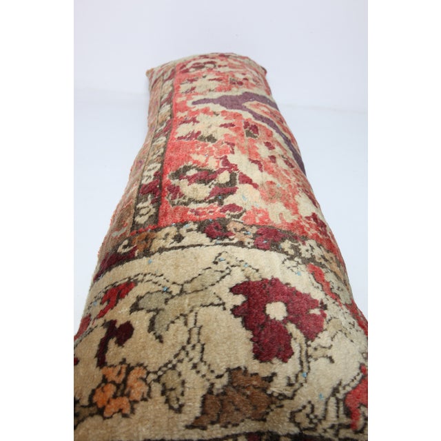 Art Deco Vintage Handwoven Oushak Lumbar Rug Pillow Cushion Cover -16'' X 47'' For Sale - Image 3 of 9