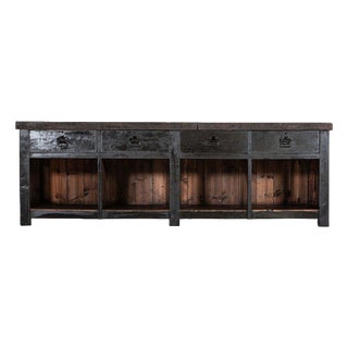 English Monumental Ebonised Pine Worktable, 1900s For Sale