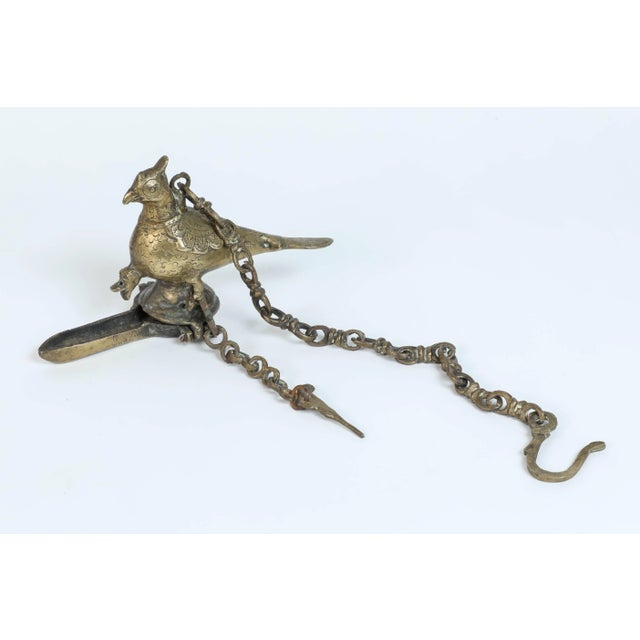 Indian Hanging Bronze Oil Lamp in the Shape of a Bird For Sale - Image 4 of 4