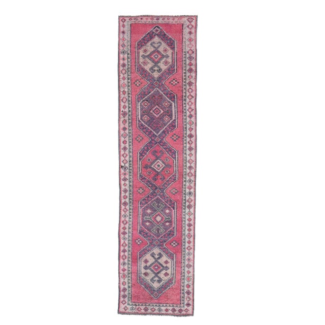 Pink 1970s Turkish Handmade Wool Runner Rug For Sale - Image 8 of 8