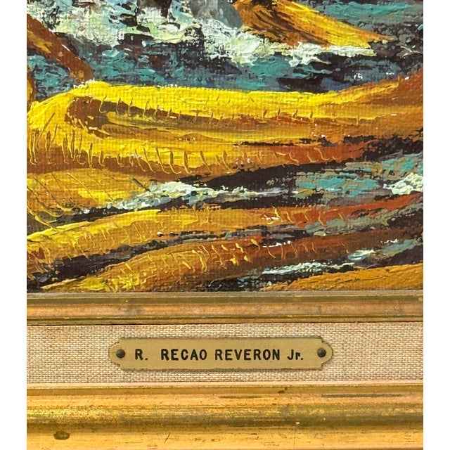 Wood R. Recao Reverón Jr. ‘The Fishermen’ 1970 — Coastal Beach Seascape For Sale - Image 7 of 11