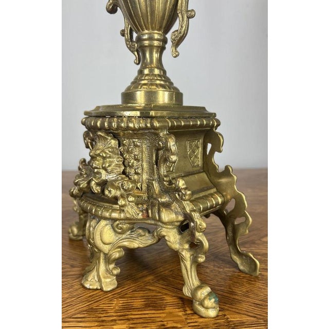 Vintage French Brass Ornate Decorative Candleholders, Set of 2 For Sale - Image 9 of 13