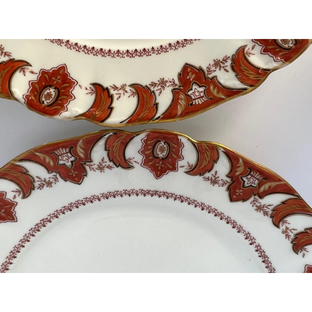 1930s Wm Guerin & Co Limoges Pattern 839 Gold Scalloped Rim Dinner Plates Set of 12- and Handled Cake Plate For Sale In Los Angeles - Image 6 of 12
