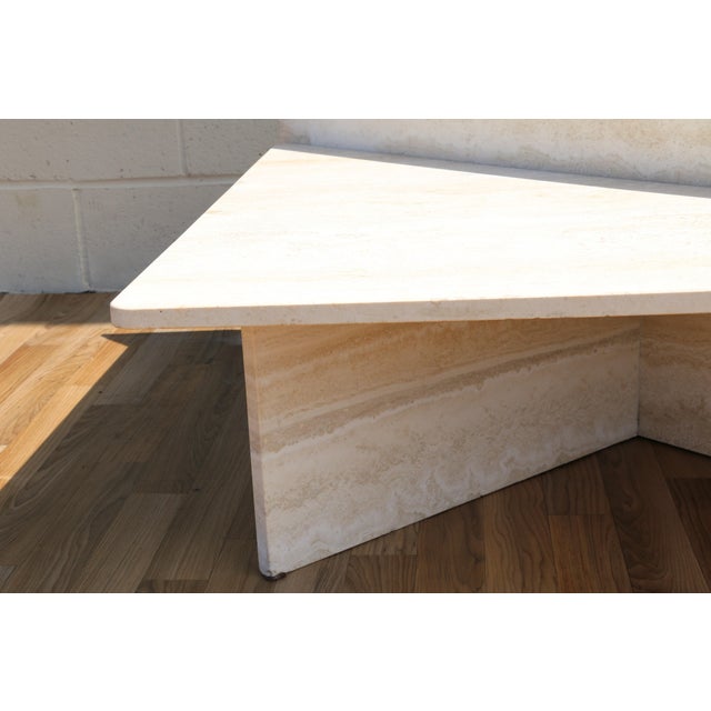 1970s Italian Travertine Triangular Two-Piece Coffee Table For Sale - Image 15 of 18