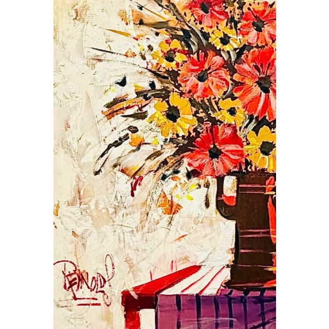 Wood Vintage Vbrant Rare Lee Reynolds Monumental Abstract Impressionist Impasto Floral Oil Painting Signed Framed For Sale - Image 7 of 12