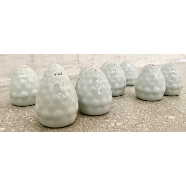Late 20th Century French Limoges White Porcelain Salt & Pepper Shakers Fashioned as Artichokes- Set of 10 (5 Pair) For Sale - Image 9 of 12