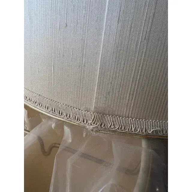 Ivory Tall Mid-Century Silk Dupioni Drum Lamp Shade For Sale - Image 8 of 9