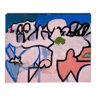 Contemporary Abstract Graffiti Style Painting on Canvas For Sale